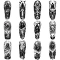 12pcs Halloween Temporary Tattoos – Grim Reaper, Vampire & Witch
