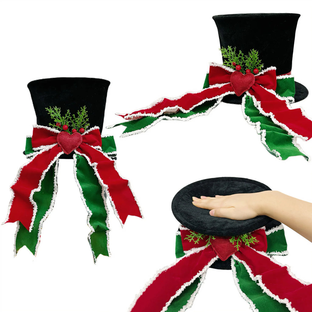 Christmas Tree Topper Hat Classic Heart Bow Hat Tree Topper Holiday Ornament for Home Decoration Oasis Select