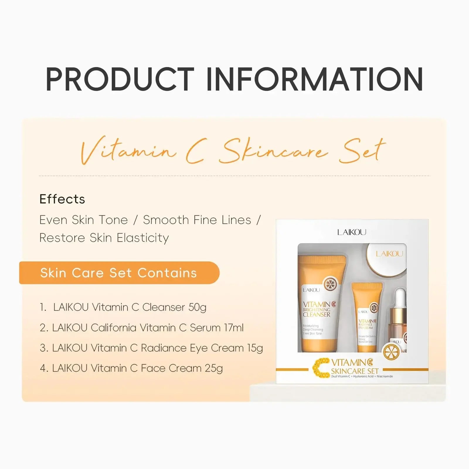 Anti Aging Vitamin C Brightening Skin Care Kit Hydrating Serum Moisturizer Eye Cream Face Treatment Cleanser Oasis Select