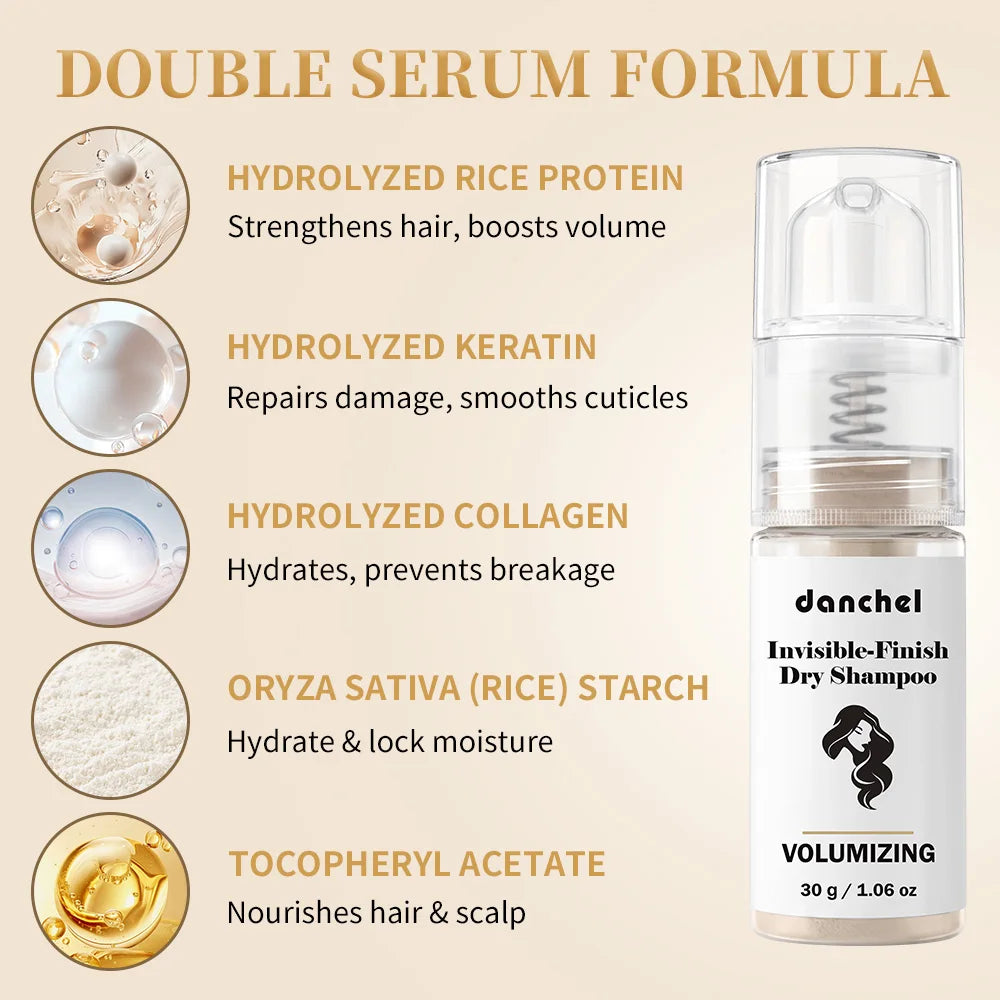 Danchel Dry Shampoo Powder | Rice Protein Oil-Absorbing & Volumizing