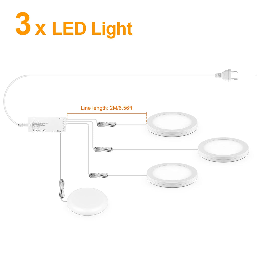 1-10pcs Ceiling Panel Lights with Dimmable Touch Sensor Swtich,5W Puck Light For Cabinet Study Desk Storage Shelf Night Lighting Oasis Select 3x LED Panel Light White