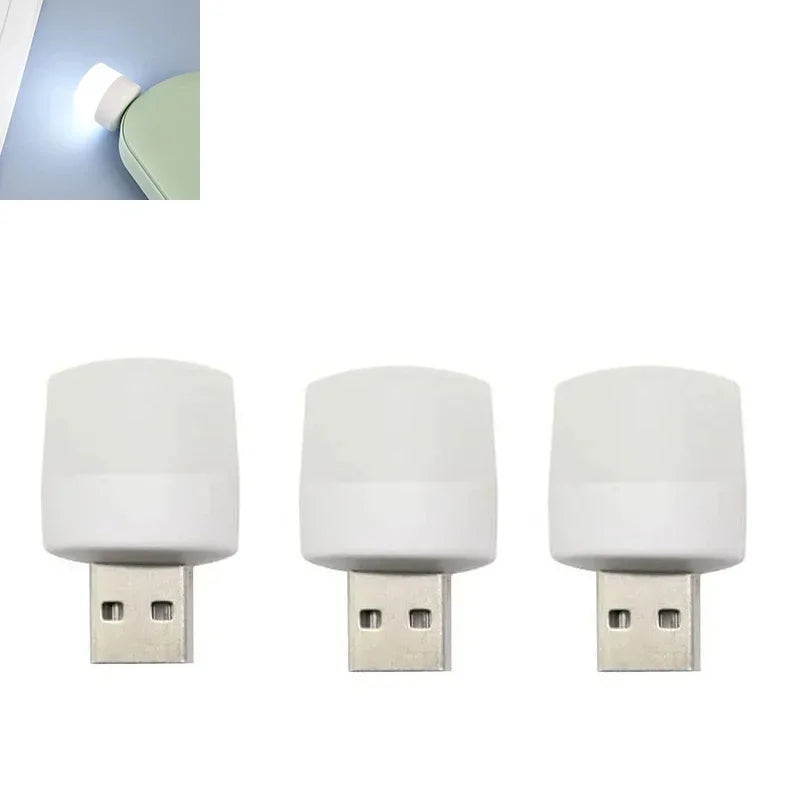 1-10pcs USB Night Light Mini LED Night Light USB Plug Lamp Power Bank Charging USB Book Lights Small Round Reading Oasis Select 3pcs White