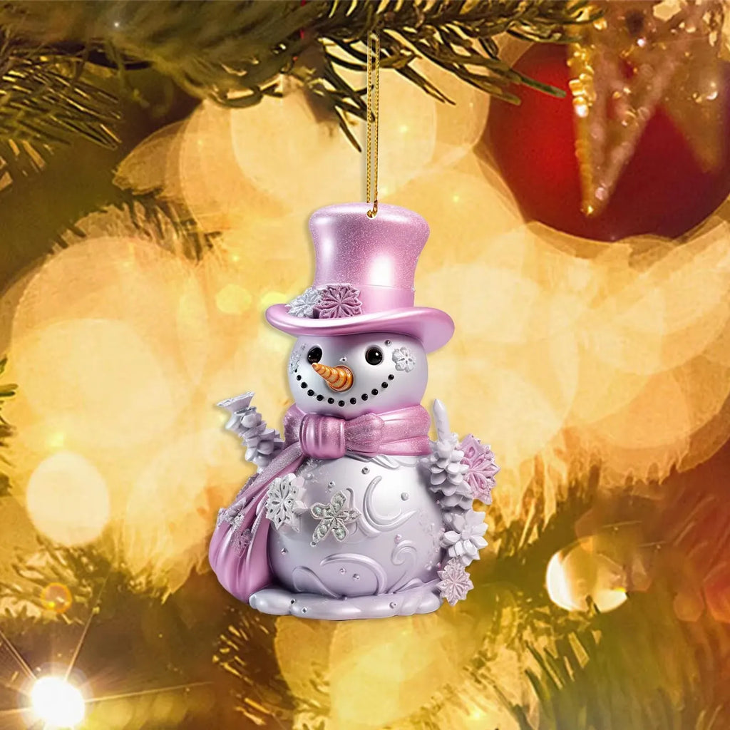 8cm Pink Snowman Hanging Pendants Christmas Decorations Xmas Tree Pink 2D Acrylic Ornaments Home Holiday Decoracion 2025 Navidad Oasis Select