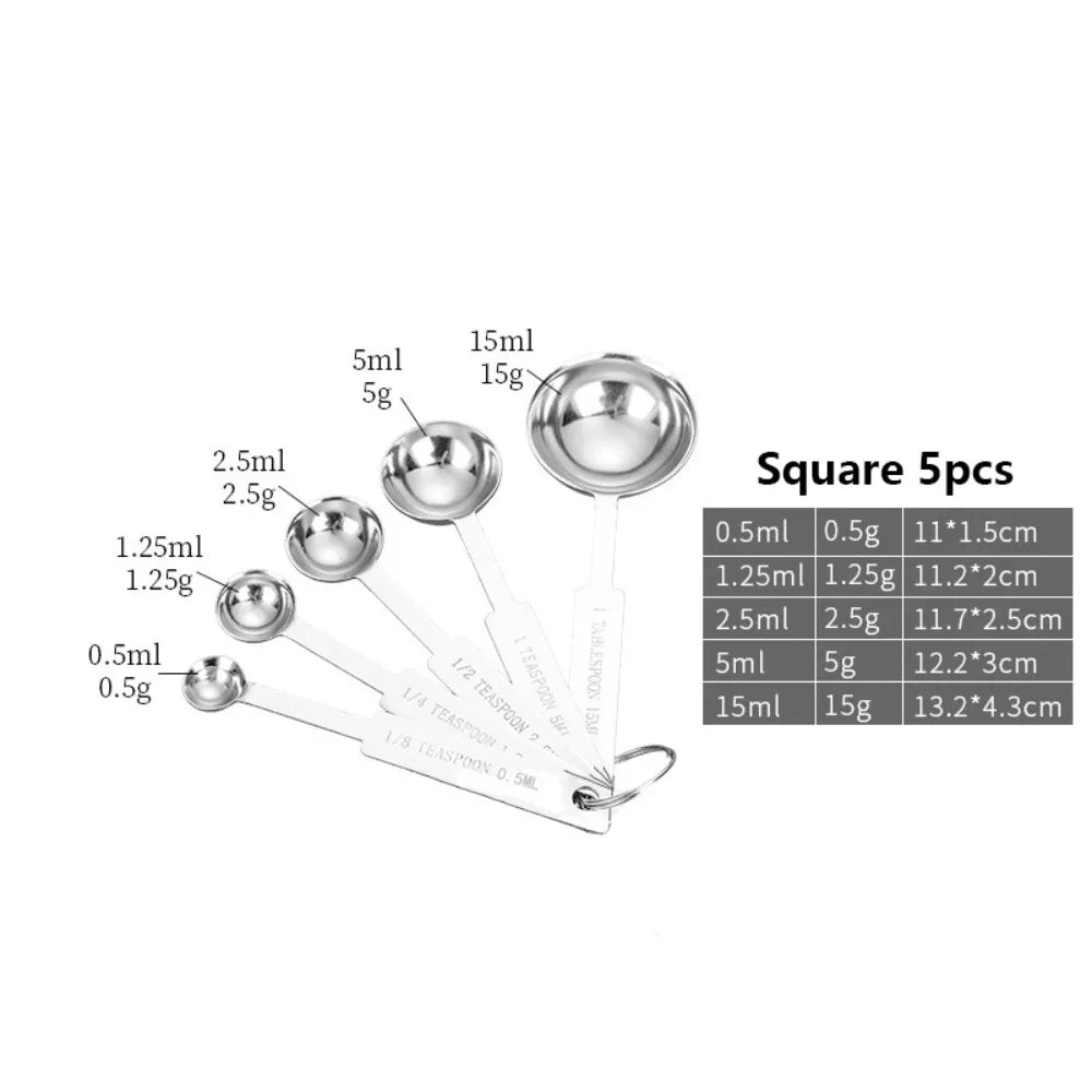Stainless Steel Measuring Spoon Set – Engraved Scale Baking