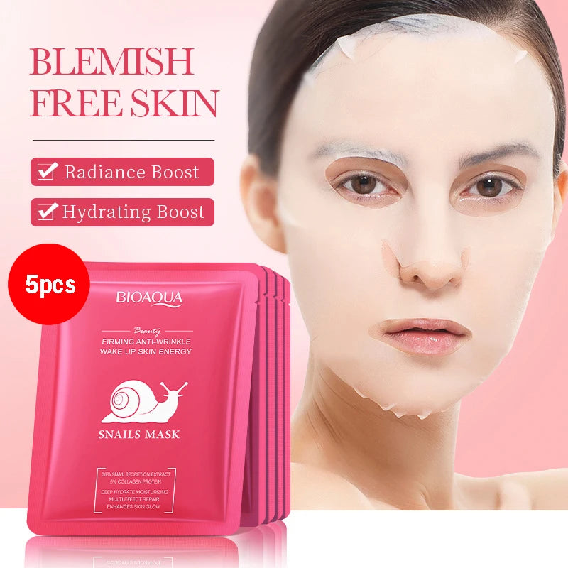 BIOAQUA Snail Hyaluronic Acid Retinol Face Mask 5/10pcs Hydrating Face Mask Oasis Select Snail 5p