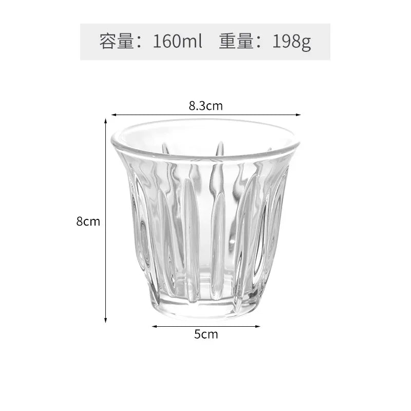 90-200ML Glass Coffee Cup Espresso Mug Art Striped Anti-scald Mocha Juice Cocktails Coffee Mugs for Latte Cappuccino Tea Cafe Oasis Select 160ml