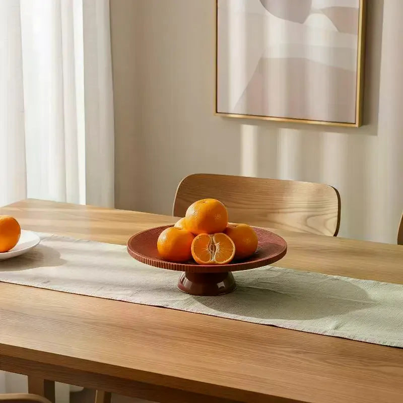 Elegant Textured Pedestal Fruit Tray Stable Sturdy Base Minimalist Design for Home Kitchen Snack Serving Display Oasis Select