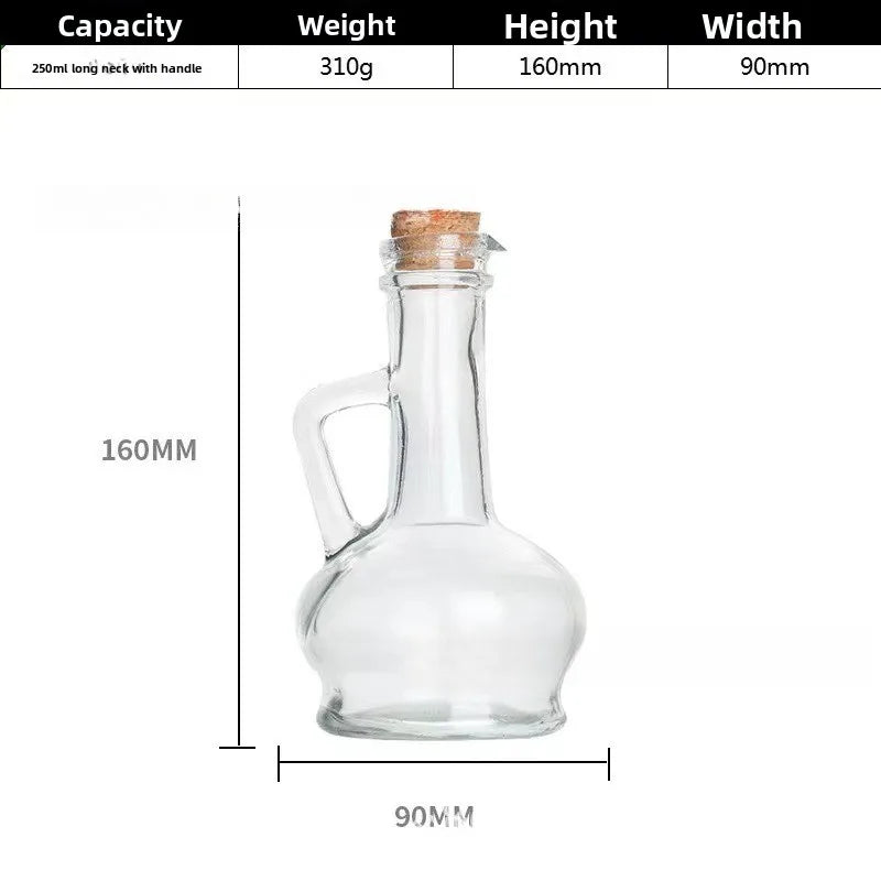 Glass Oil Pot European Style with Handle Oil Bottle Seasoning Bottle Household Kitchen Storage Supplies Oasis Select D-250ml