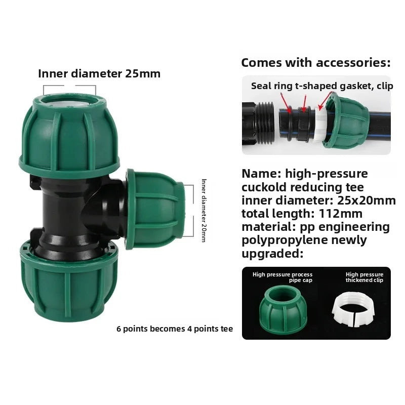 5pcs 20/25/32mm PE Tube Tap Water Splitter Plastic Quick Valve Connector Garden Agriculture Irrigation Water Pipe Fittings Oasis Select 25mm B 5pcs