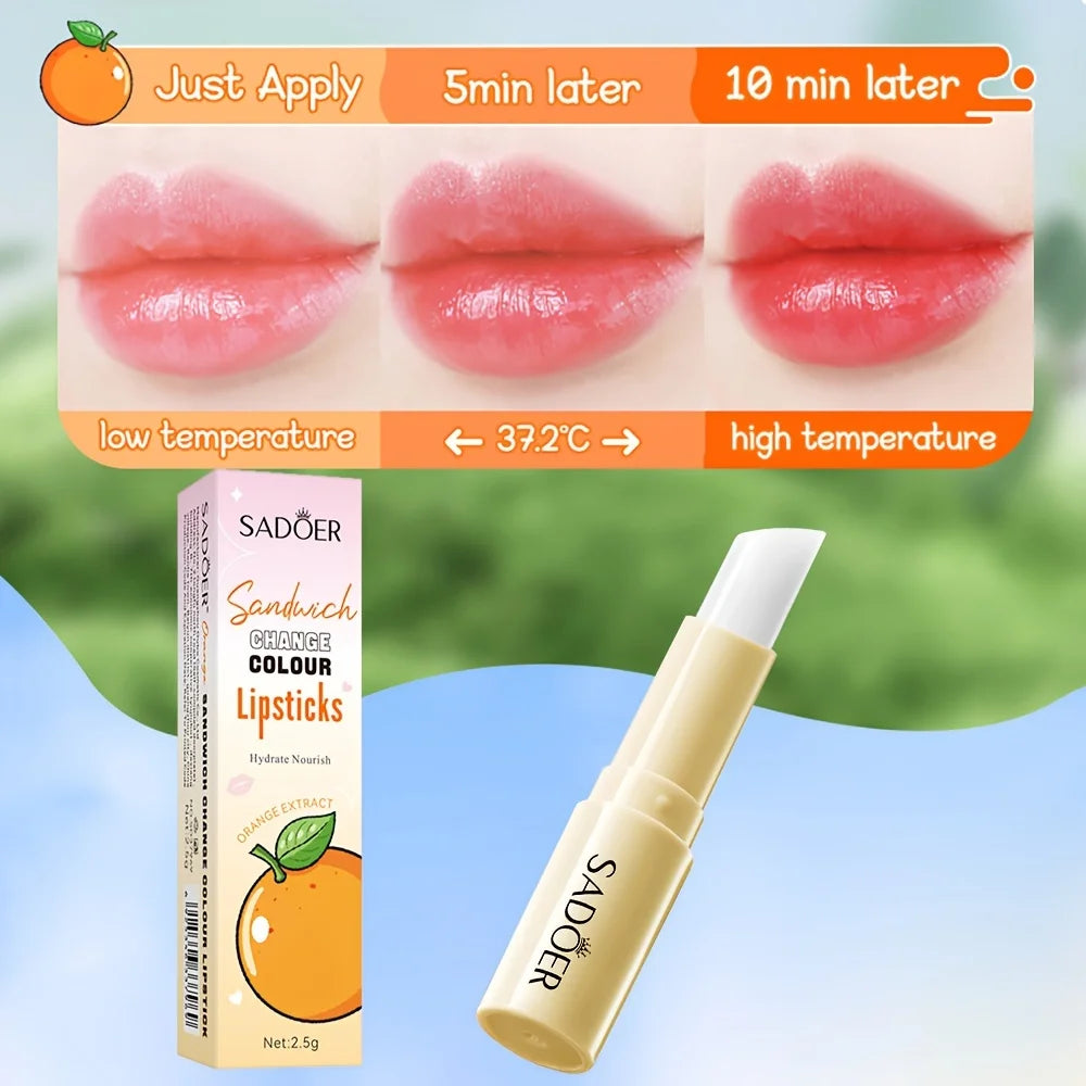 Orange Color-Changing Moisturizing Lip Balm 2.5g Tinted Lip Balm Oasis Select