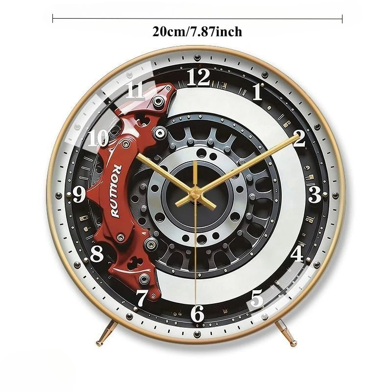 Industrial Style Hub Clock Modified Car Brake Caliper Mute Table Clock for Living Room Desk Clock Oasis Select Gold 20cm