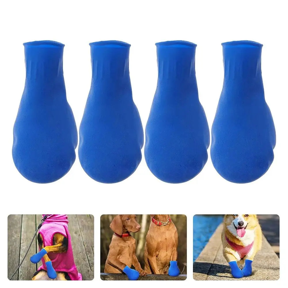 4Pcs Durable Waterproof Dog Shoes Balloon Rubber Anti-slip Pets Boots Pet Rain Boots for Small Dog Chihuahua Large Dogs Oasis Select