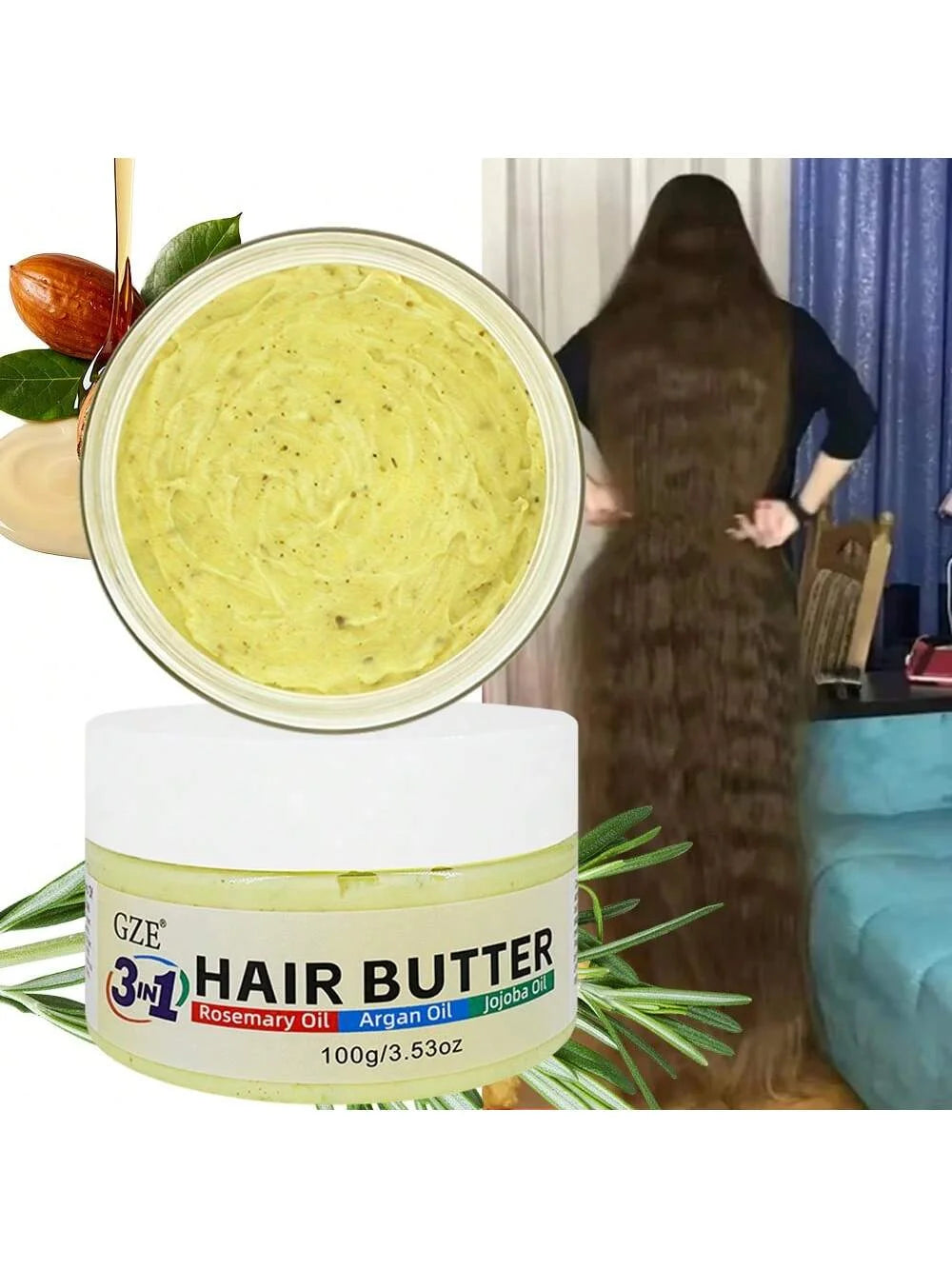 GZE 3-in-1 Hair Butter Cream – Rosemary, Argan & Jojoba