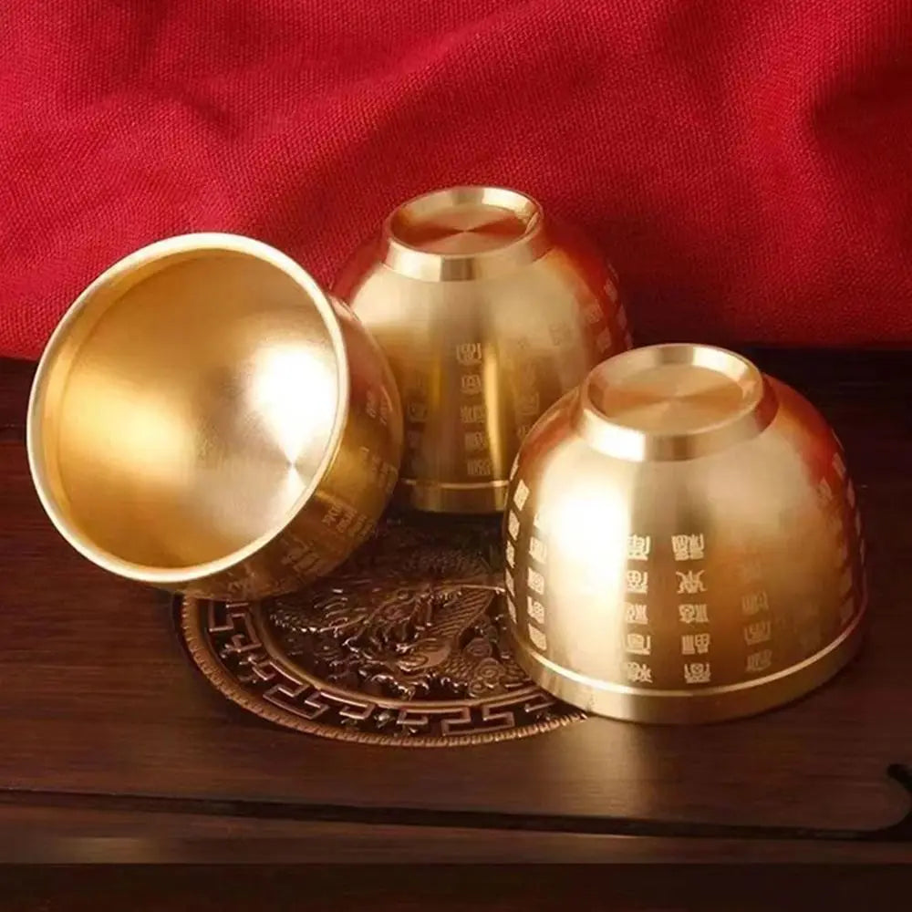 1PC Pure Brass Cornucopia Wealth Attracting Small Mini Baifu Rice Cylinder Surface Polished Baifu Jar Cup Desktop Ornament Oasis Select