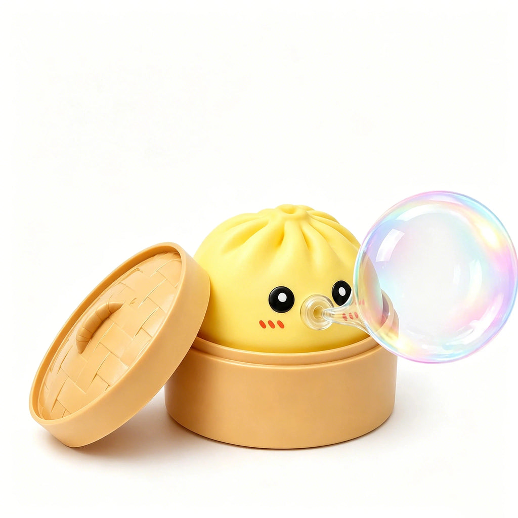 Cute Bubble Blowing Bun with Steamer Dumpling Fidget Toy, Soft Squeeze Stress Relief Toy Gift Oasis Select