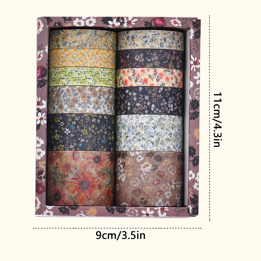 12-Roll Floral Washi Tape Set – Vintage Plant DIY Craft Tapes