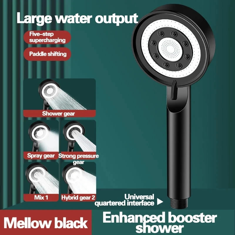 New 5 Modes Shower Head Adjustable High Pressure Water Saving Water Massage Shower Head Hook Hose Set Bathroom Accessories Oasis Select