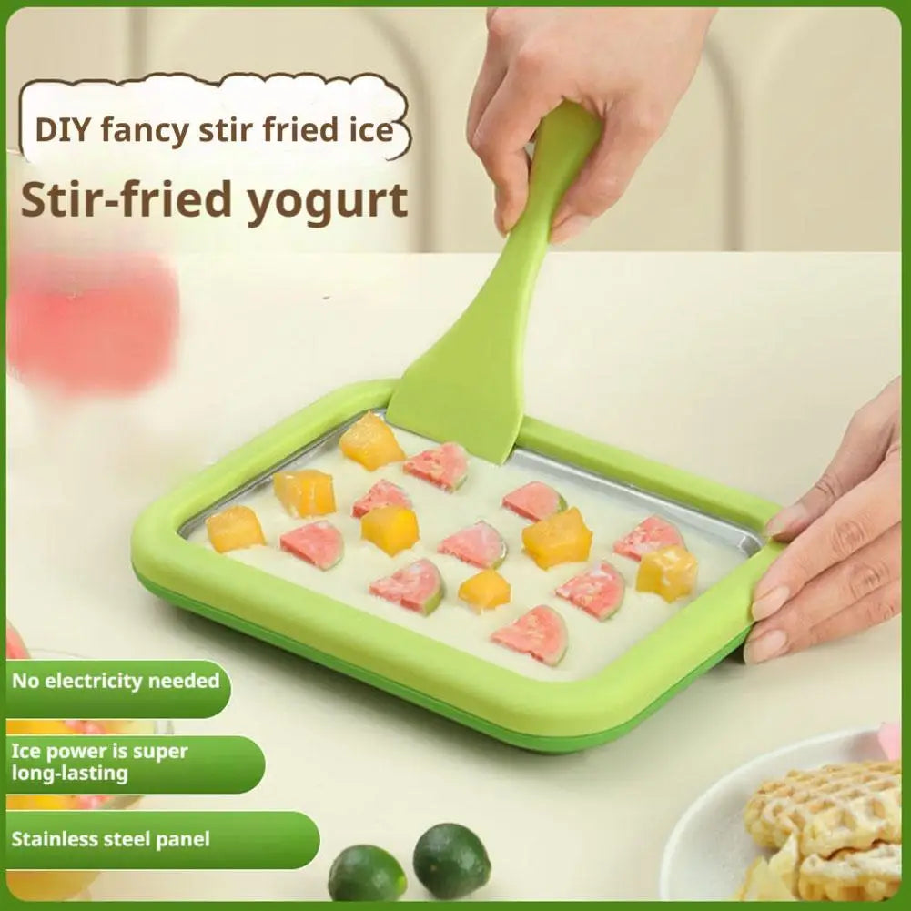 DIY Ice Cream Maker Yogurt Maker Machine for Homemade Rolled Cream Sorbet Gelato,Household Ice Cream Roller Pan with 2 Spatulas Oasis Select