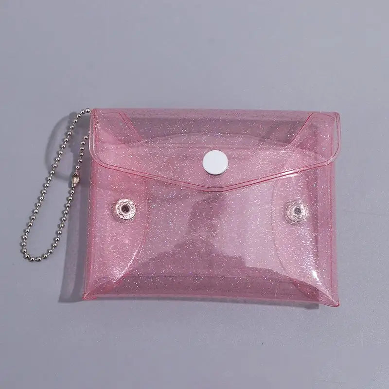 Mini Glitter PVC Clear Keychain Coin Purse & Card Wallet