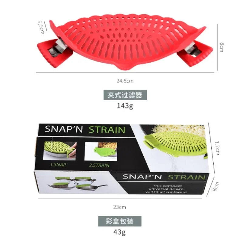 Universal Silicone Clip on Pan Pot Strainer Anti Spill Strainer Food On Strainer For Pots Pans And Bowls, Kitchen Pot Strainer Oasis Select