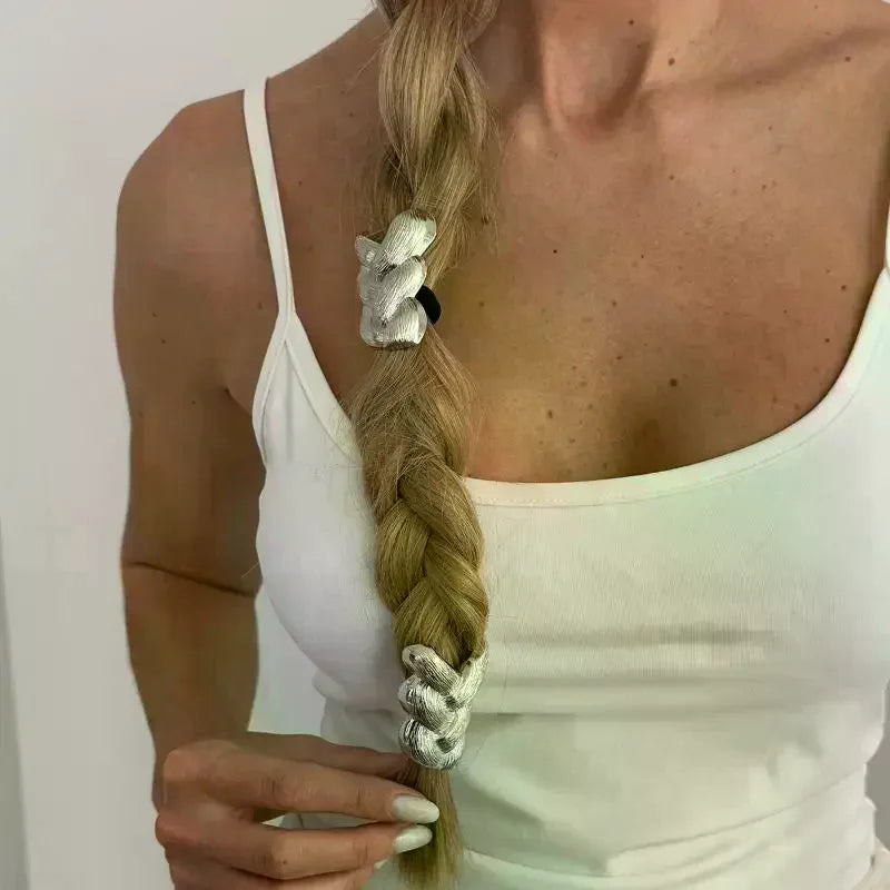 Metal Braid Hair Tie Fashion Elastic Hair Rope For Women Girls Daily Ponytail Styling Hair Accessories 메탈 브레이드 헤어 타이 Oasis Select
