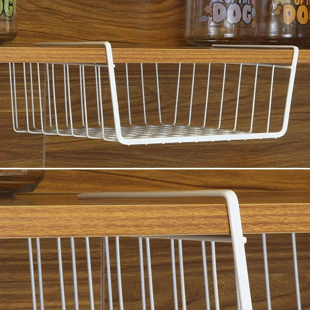 Cupboard Under Storage Iron Cabinet Closet Desk Hanging Mesh Basket Wire Bookcase Shelf Rack Organizer 1Pc Oasis Select