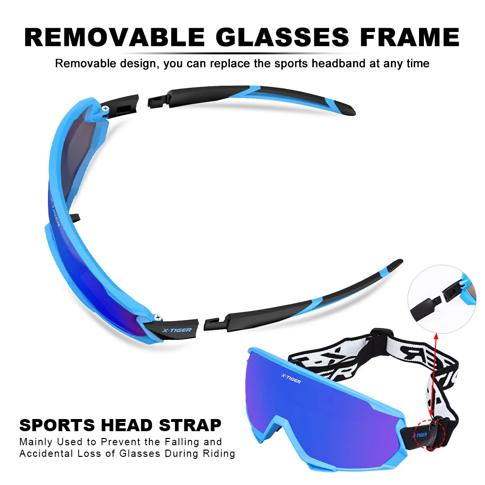 X-TIGER Bike Polarized Sports Sunglasses with 5 Interchangeable Lenses for Mens Womens Baseball Running Fishing Cycling Eyewear Oasis Select