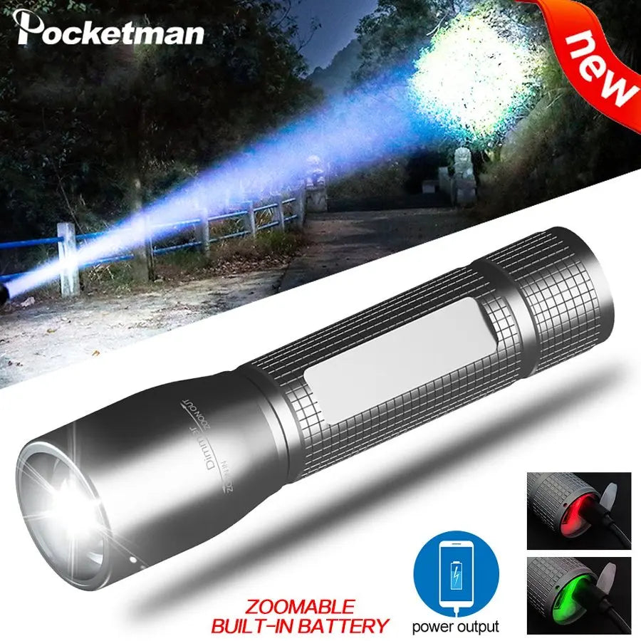 Super Bright LED Flashlight Zoomable Tactical Flashlight with 5 Modes Waterproof Portable Torch for Camping Hiking Emergency Oasis Select