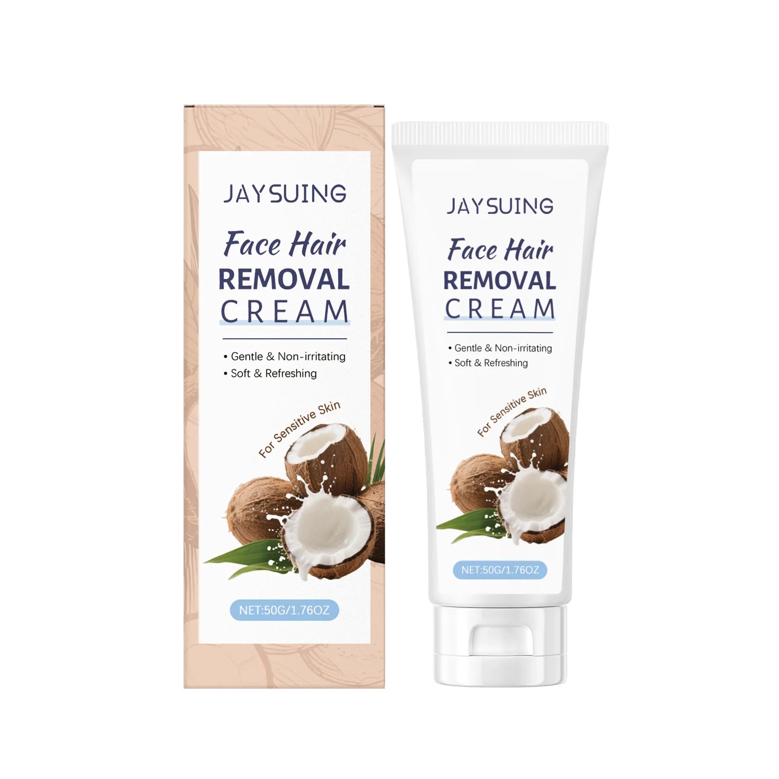 Jaysuing Coconut Facial Hair Removal Cream – Lip & Chin 50g Facial Depilatory Cream Oasis Select 50g boxed