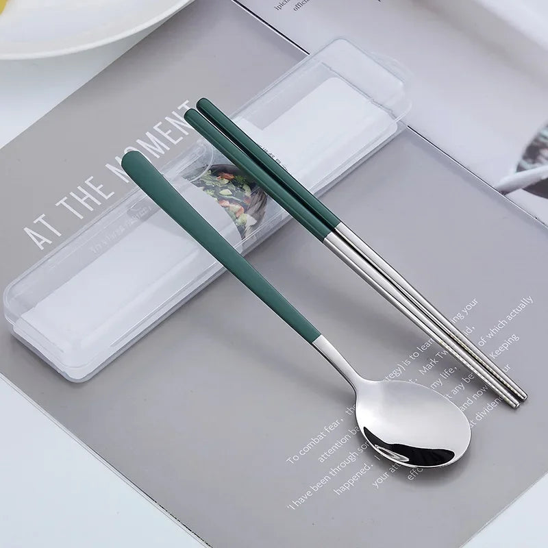 304 stainless steel portable tableware set chopsticks spoon outdoor Korean single tableware Oasis Select A