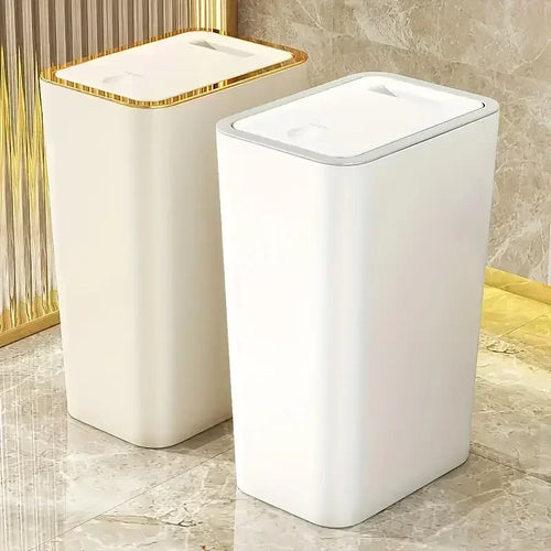 10L Odor Proof Trash Can with One-Touch Modern Design Durable Plastic Bathroom Kitchen Bin Space Saving Leakproof Oasis Select