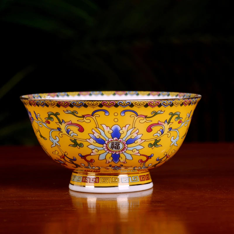 Jingdezhen Ceramic Bowl Household Bowl and Dish Set Tableware Combination Palace Chinese Bowl and Dish Hotel Clubhouse Oasis Select 6-inch Noodle Bowl