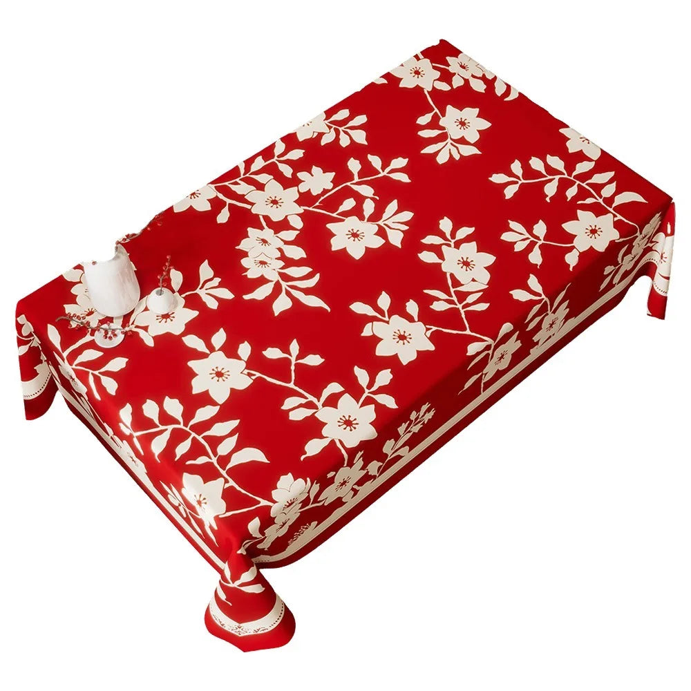 Waterproof New Year Tablecloth Stain Resistant Washable Table Cover Cartoon Light Luxury Decorative Tablecloth Oasis Select 100x140CM-Style A