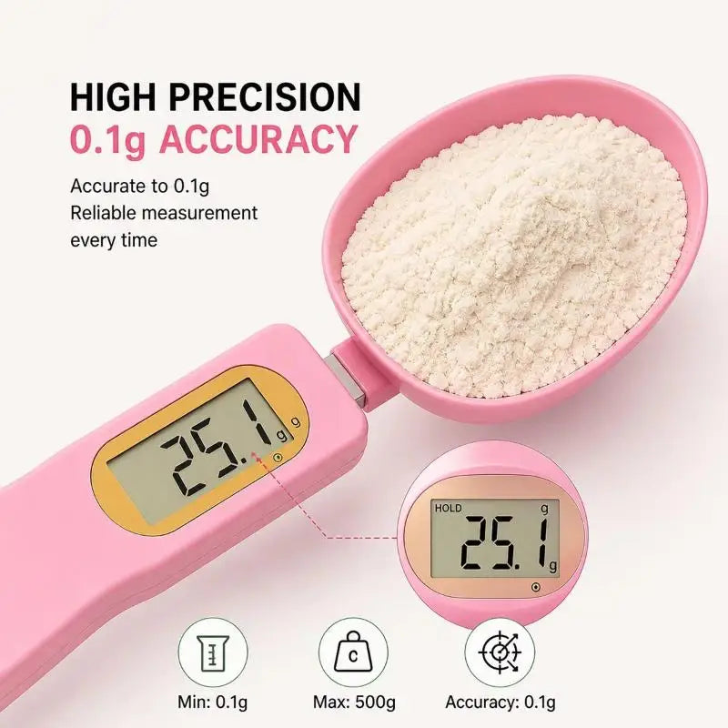1/2Pcs Digital Measuring Spoon Scale Easy to Clean LCD Display 0.1-500g Food Weighing Tool for Kitchen Baking Pet Food Measuring Oasis Select