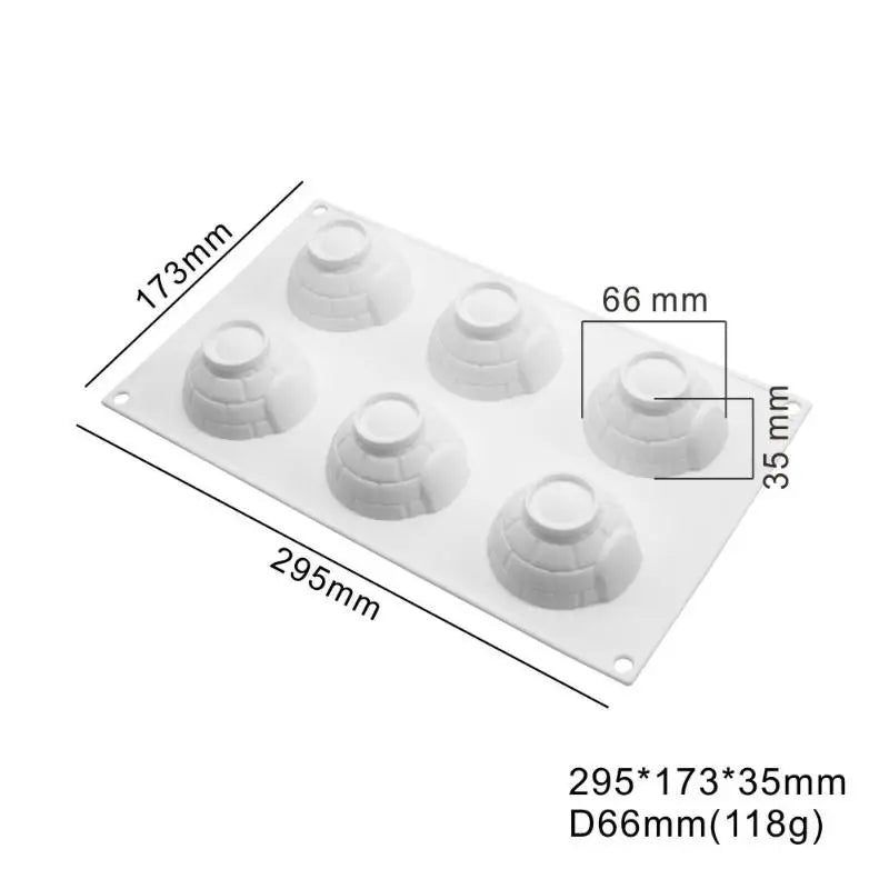 6-Cavity Igloo Silicone Cake Mold for Mousses Ice Cream Kitchen Pastry Making Tool Accessory Oasis Select
