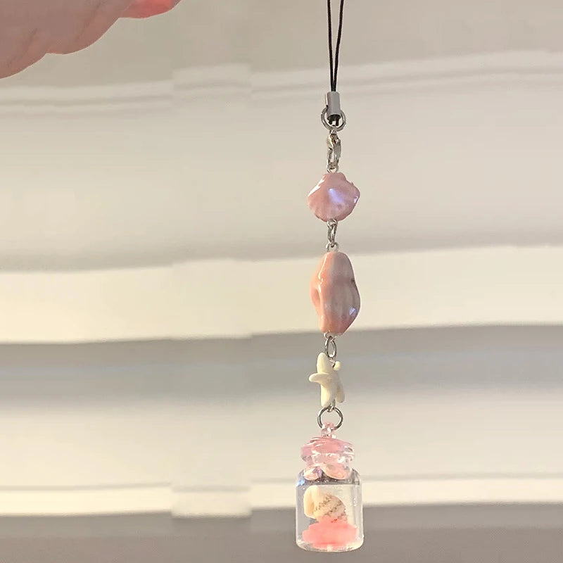 Transparent Keychain Cute Wind Chime Pendant Keyring Mobile Phone Lanyard Kawaii Bag Decorative Accessories Home Decorations Oasis Select A13