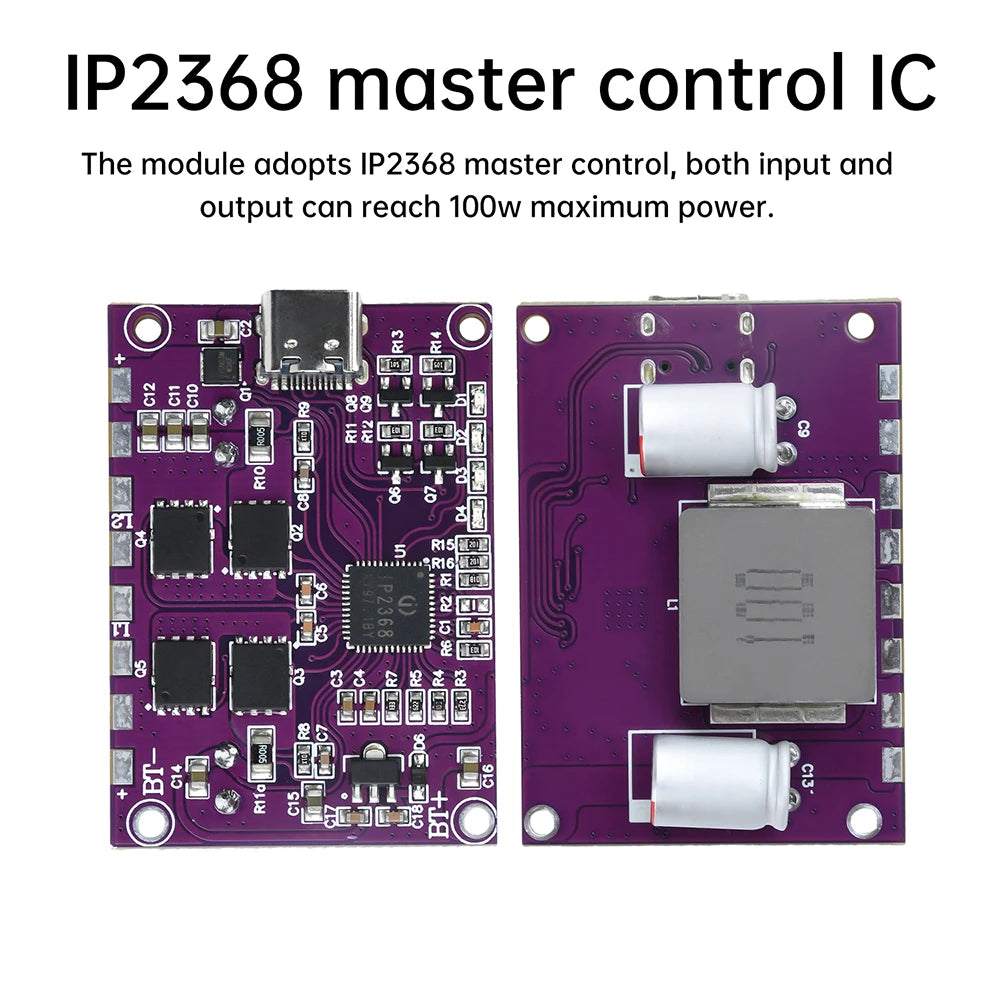 IP2368 Bidirectional 100W Fast Charging Module Buck-Boost Type-C Interface 3S 4S Lithium Battery High-Power Fast Charging Board Oasis Select