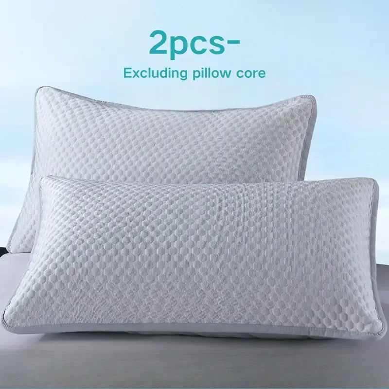 Cooling Pillowcase Covers Ice Silk Soft Breathable Summer Pillow Cases Machine Washable for Dorm Home Bedroom Use Smooth Fabric Oasis Select Grey-1Pair 48x74cm
