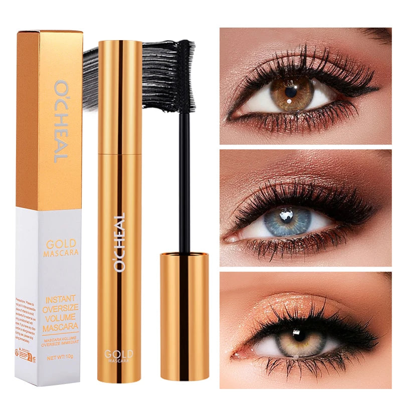 O'CHEAL Gold Mascara Balck Mascara 3D Silk Thick Curly Lengthen Eyelashes Quick-Dry Not Easy To Smudge Long-lasting Waterproof Oasis Select