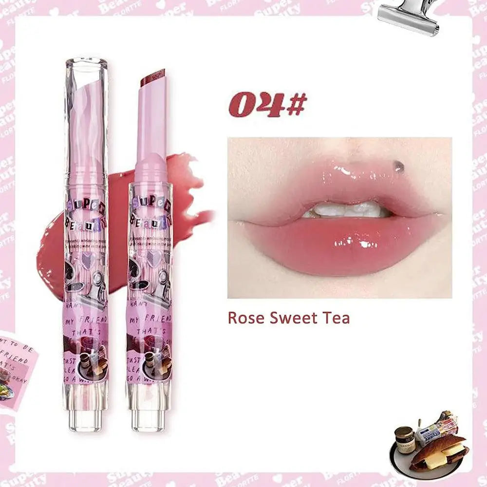 2025 New Florette Clear Jelly Lip Glaze Flower Love Shape Mirror Lipstick Waterproof Non-stick Cup Lipstick Korea fashion Makeup Oasis Select D CN