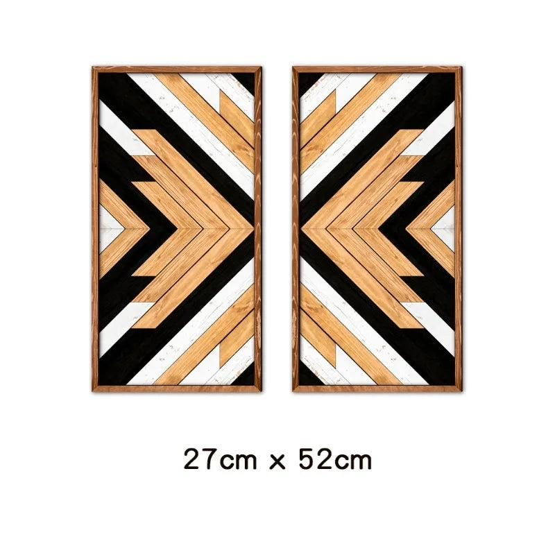 Wall Stickers Wooden Frame Paintings Nordic Style Geometric Patterns Living Room Bedroom Study Decoration Oasis Select MZ455-B