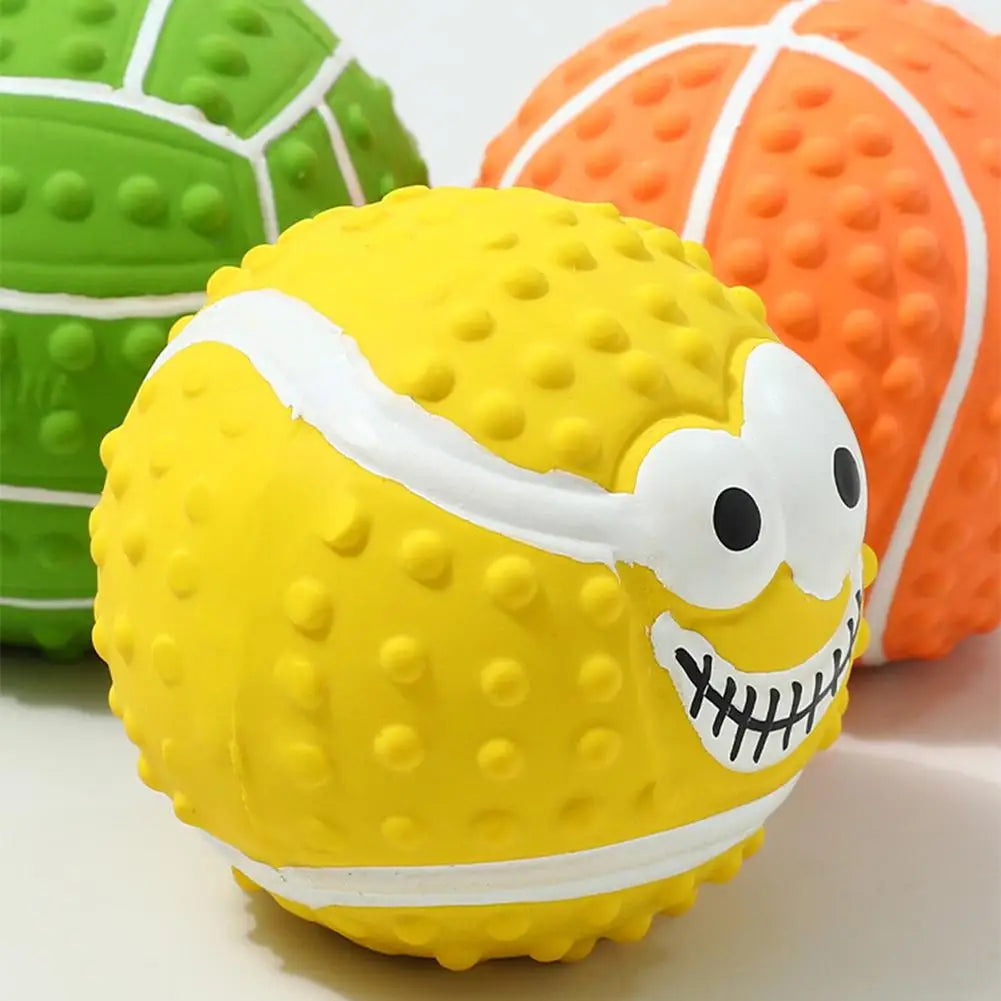 Funny Dog Toy Ball Creative Expression Pet Rubber Ball Interactive Molar Chew Toy Durable Fetch Play for Small Large Dogs Oasis Select