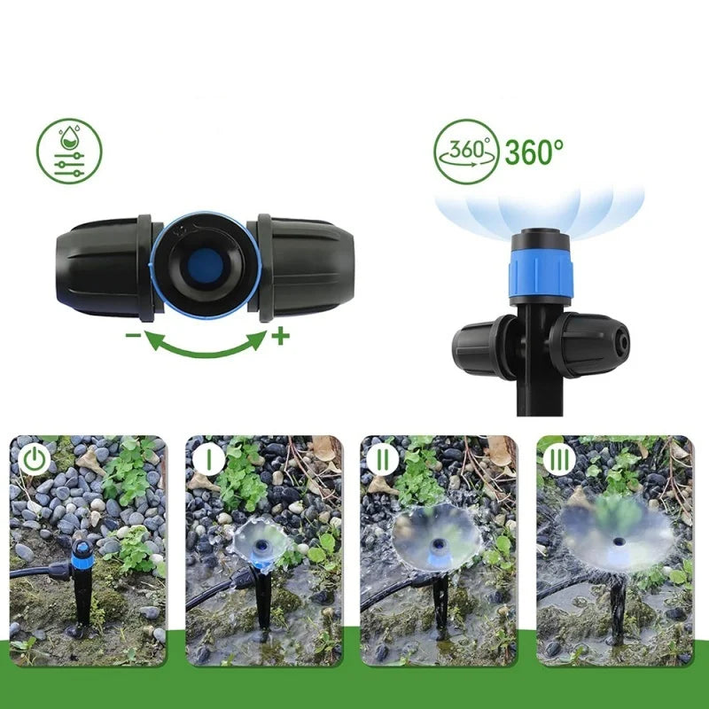 360° Adjustable Spike Dripper Sprinkler | Garden Irrigation Set