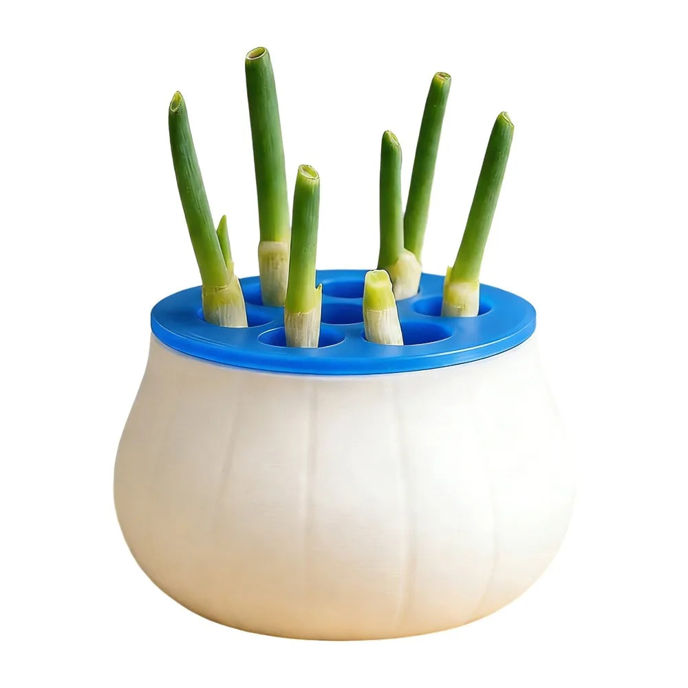 Vertical Hydroponic Green Onion Planter | 7-Hole Space-Saving Hydroponic Planter Oasis Select Blue