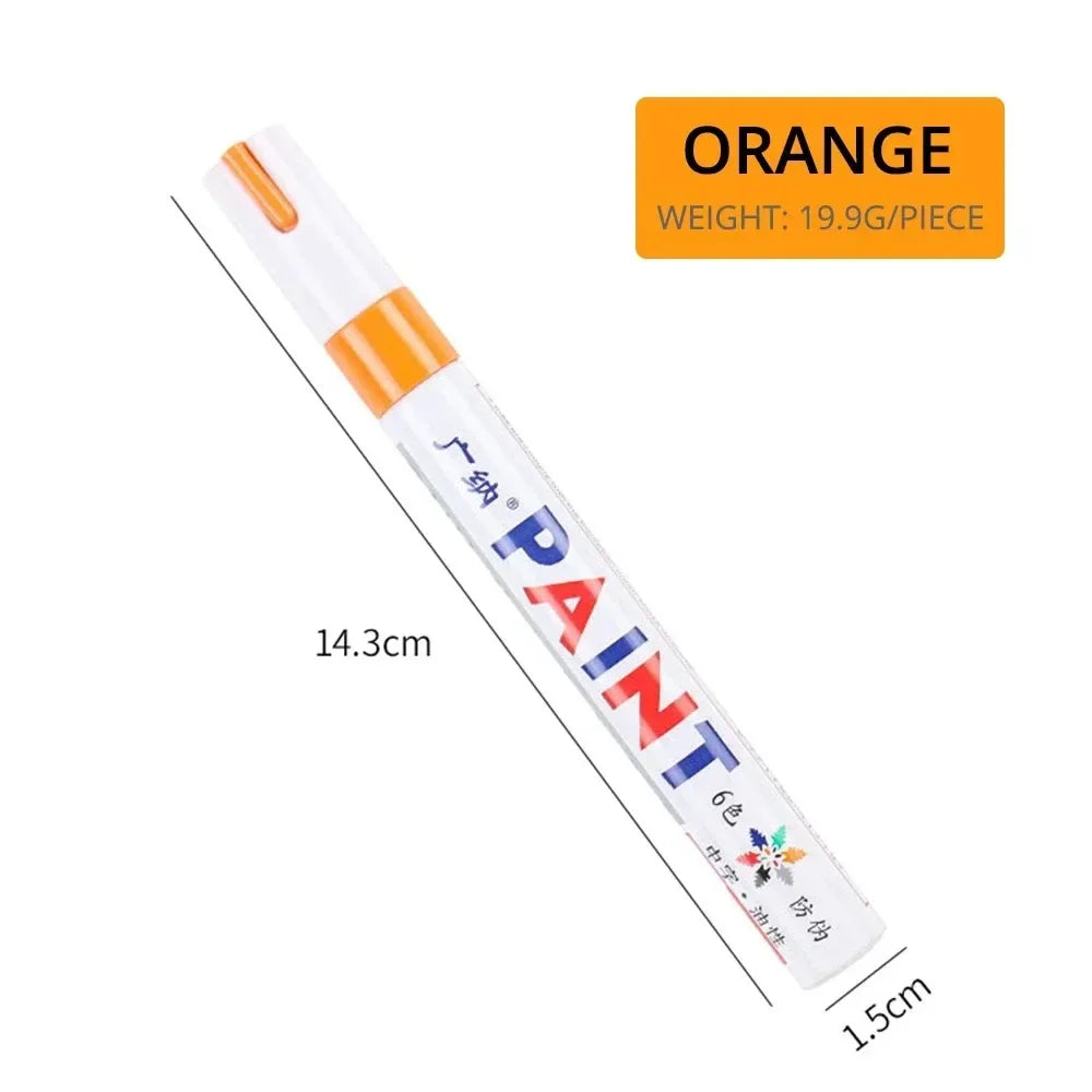 1/3PCS Car Paint Pen Waterproof Car Wheel Tire Oily Painting Mark Pen Auto Rubber Tyre Tread CD Metal Permanent Paint Marker Oasis Select Orange