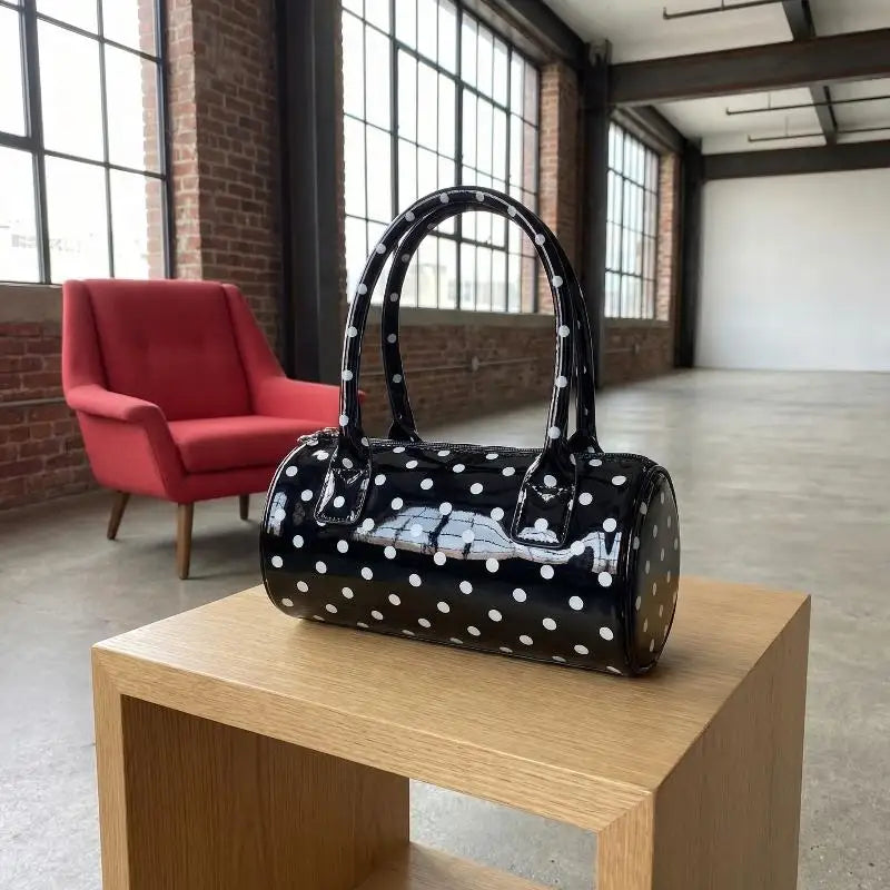 Korean Polka Dot Barrel Crossbody Bag – Mini Shoulder Purse
