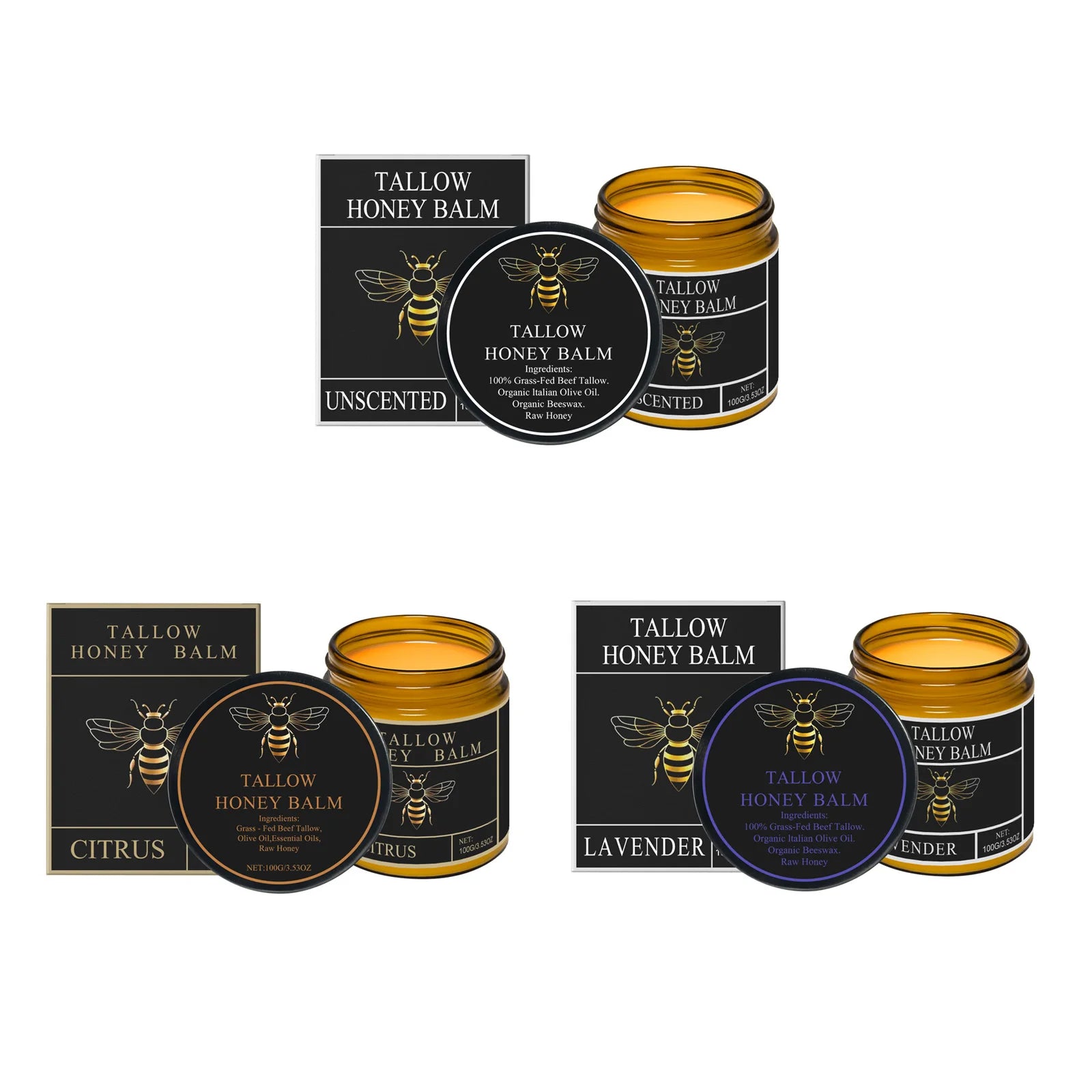 Tallow Honey Balm Firming Nourishing & Hydrating Skin Care Smoothing Soothe Skin Improves Elasticity Tallow Honey Moisturizer Oasis Select