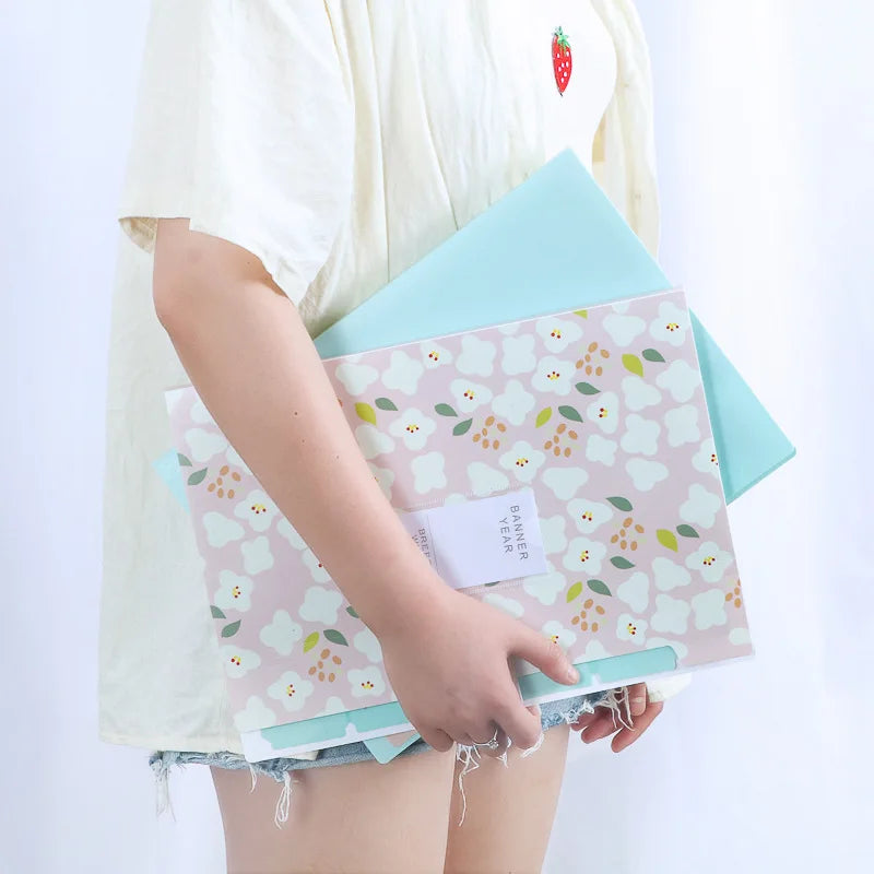 A4 Folder 5 Layers Macaron Color File Large Capacity Document Organizer Student School and Office Supplies Stationery Oasis Select