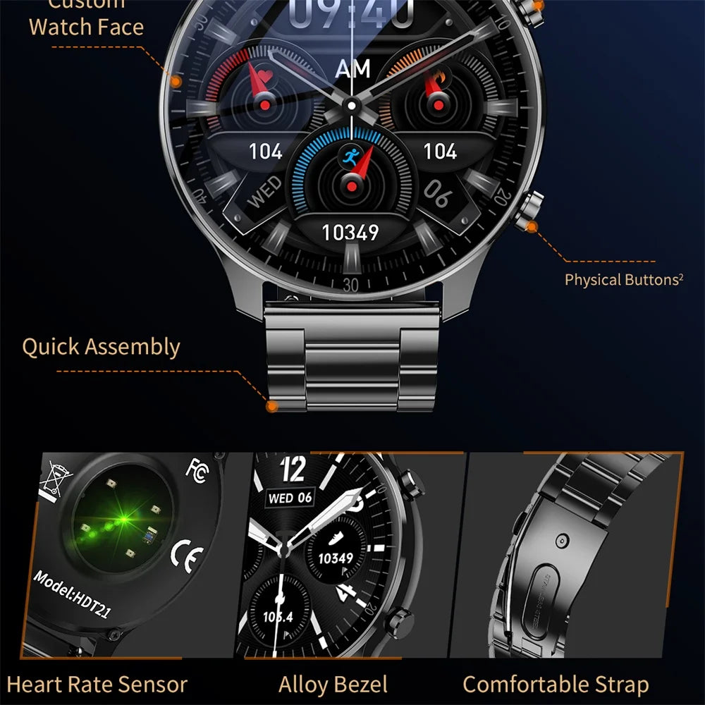 Sleep Health Monitor Smart Watch Men Outdoor Sports 1.5 Inch HD Screen Heart Rate BT Call Waterproof Business Smartwatch Sports Oasis Select
