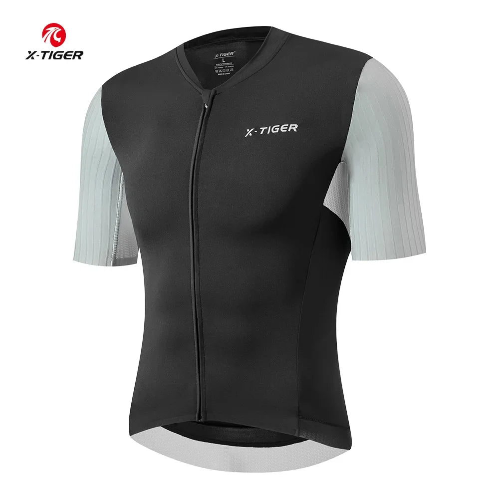 X-TIGER High Quality Cycling Jersey Sports Breathable Short Shirt Slim Bicycle Clothes Professional Men TMB Road Racing Jersey Oasis Select Black Asian-M